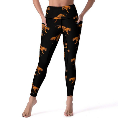 Κολάν Wild Tiger Quality Yellow Lotus Pond Running Yoga Παντελόνι Γυναικεία Push Up Cute Leggins ελαστικό αθλητικό καλσόν