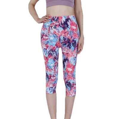 VIIANLES Κοντό παντελόνι Casual Capris Γυναικείο Καλοκαιρινό κολάν με floral εμπριμέ μαύρο Street Φορέστε ψηλόμεσο σέξι κολάν