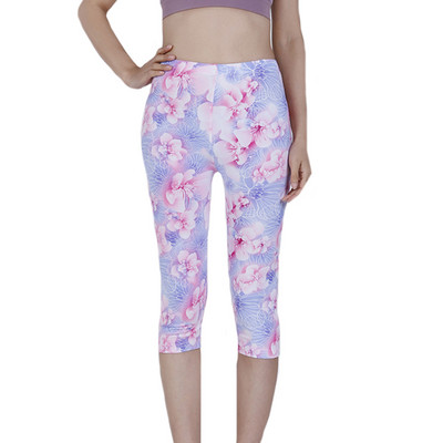 VIIANLES Κοντό παντελόνι Casual Capris Γυναικείο Καλοκαιρινό κολάν με floral εμπριμέ μαύρο Street Φορέστε ψηλόμεσο σέξι κολάν