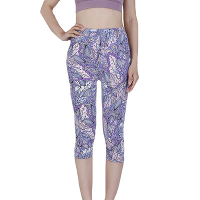 VIIANLES Κοντό παντελόνι Casual Capris Γυναικείο Καλοκαιρινό κολάν με floral εμπριμέ μαύρο Street Φορέστε ψηλόμεσο σέξι κολάν