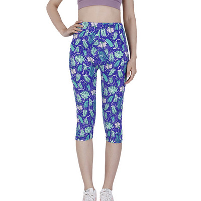 VIIANLES Κοντό παντελόνι Casual Capris Γυναικείο Καλοκαιρινό κολάν με floral εμπριμέ μαύρο Street Φορέστε ψηλόμεσο σέξι κολάν