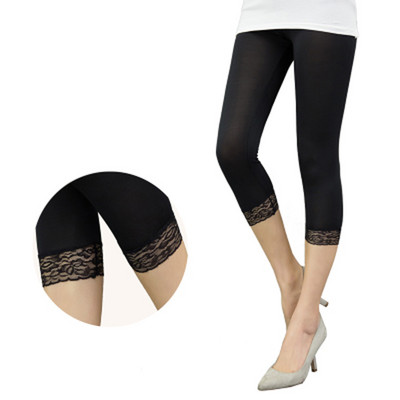Vékony dizájn nyári rövid leggings Női csipke jegging Vágott alap nadrág Push Up Capris Skinny Leggin Girl Black White Plus