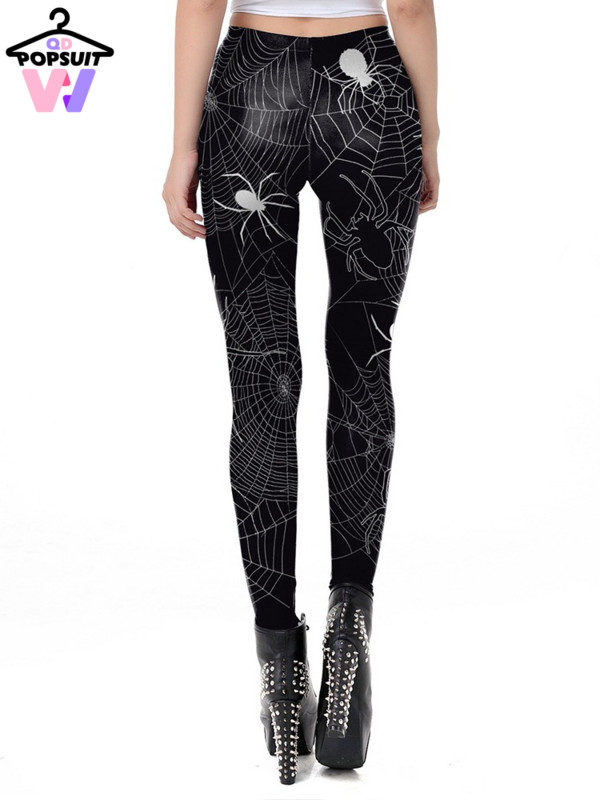 Novo u ljetnim mjesecima Ženske tajice Seksi modne mekane elastične crno-bijele paukove mreže 3D tiskane tajice za podizanje bokova za Noć vještica