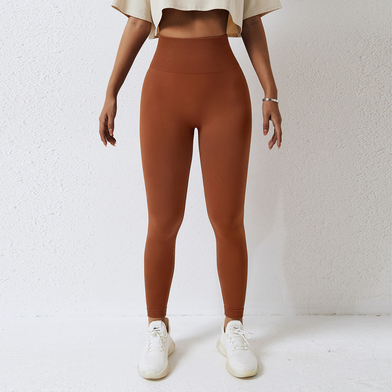 Női varrat nélküli jóganadrág szűk derékmagasságú hasi futósport nadrág őszibarack fenékemelő edzőtermi push-up fitnesznadrág