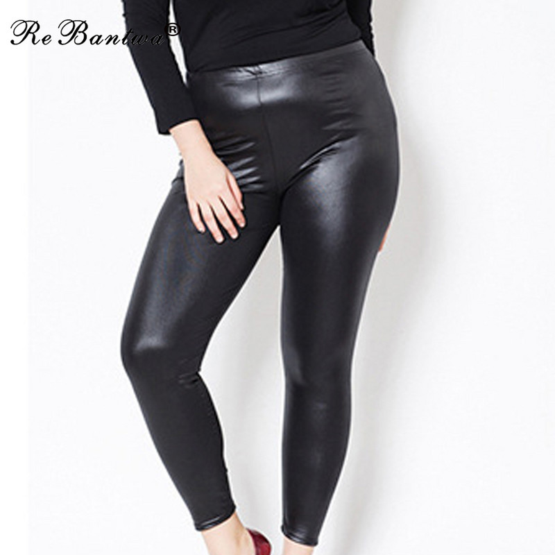 Liela izmēra XL-6XL Sieviešu legingi Sieviešu mākslīgās ādas leggins Augsti elastīgi, elastīgi šauri bikses Lielizmēra zīmuļa bikses Liela izmēra