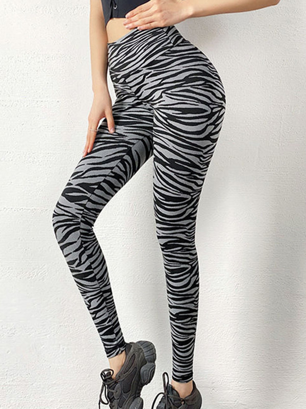 Push Up divat magas derekú jóga nadrágok zebra mintás leggings szexi fitnesz harisnya Női edzőterem futó sport nadrág