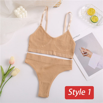 2 gab. apakšveļas komplekts Sieviešu bezšuvju krūštura komplekts Bezvadu krūšturis Seksīgs sieviešu apakšbikses ar augstu vidukli Ērta pamata rokas apakšveļa