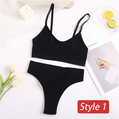 2 gab. apakšveļas komplekts Sieviešu bezšuvju krūštura komplekts Bezvadu krūšturis Seksīgs sieviešu apakšbikses ar augstu vidukli Ērta pamata rokas apakšveļa