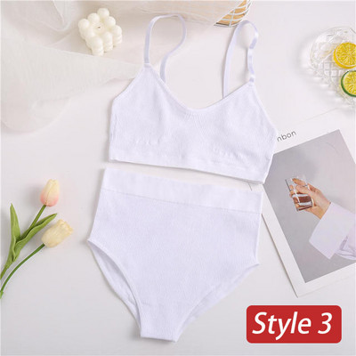 2 gab. apakšveļas komplekts Sieviešu bezšuvju krūštura komplekts Bezvadu krūšturis Seksīgs sieviešu apakšbikses ar augstu vidukli Ērta pamata rokas apakšveļa