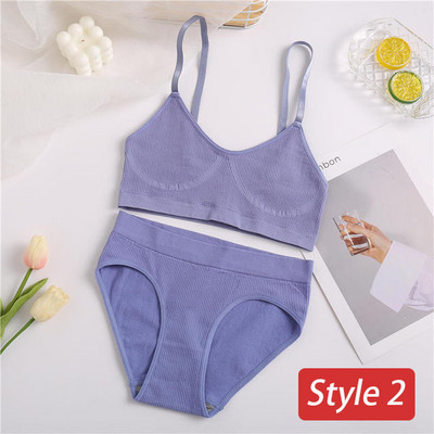 2 gab. apakšveļas komplekts Sieviešu bezšuvju krūštura komplekts Bezvadu krūšturis Seksīgs sieviešu apakšbikses ar augstu vidukli Ērta pamata rokas apakšveļa