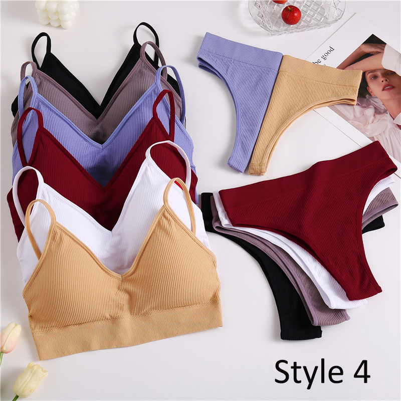 2 gab. apakšveļas komplekts Sieviešu bezšuvju krūštura komplekts Bezvadu krūšturis Seksīgs sieviešu apakšbikses ar augstu vidukli Ērta pamata rokas apakšveļa