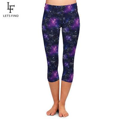 Nyári új 3D Galaxy digitális nyomtatás Capri leggings divat szexi női magas derekú nadrág magas elasztikus nadrág