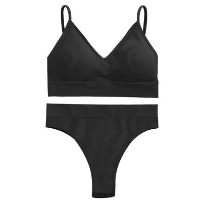 Sieviešu bezšuvju Push Up krūštura komplekti Sieviešu īpaši plānas apakšveļas veste bez aizmugures Sexy Bikini Pad Bralette Apakšveļa Biksītes Intīmas