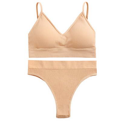 Sieviešu bezšuvju Push Up krūštura komplekti Sieviešu īpaši plānas apakšveļas veste bez aizmugures Sexy Bikini Pad Bralette Apakšveļa Biksītes Intīmas