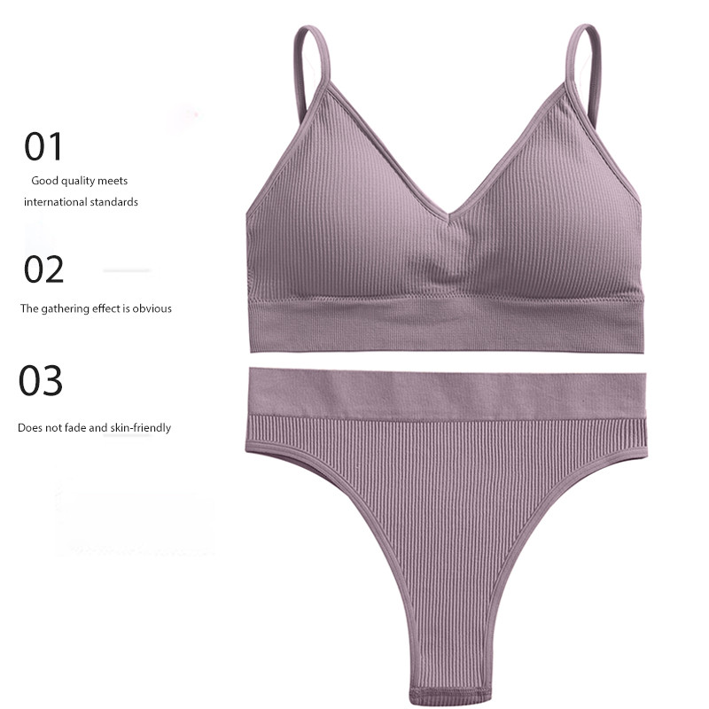 Sieviešu bezšuvju Push Up krūštura komplekti Sieviešu īpaši plānas apakšveļas veste bez aizmugures Sexy Bikini Pad Bralette Apakšveļa Biksītes Intīmas