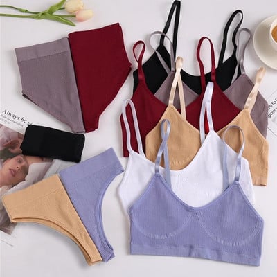 Sieviešu krūšturu komplekts apakšbiksītes Sexy Push Up Bralette Sieviešu Fitness Bezšuvju Apakšveļa Sporta Apakšveļa Krūštura komplekts Crop Tops S-XL