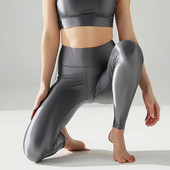 Nyári fényes ultravékony átlátszó jóganadrág magas derekú varrás nélküli áttetsző szexi leggings szűk szatén nadrág női