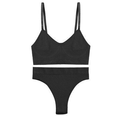 2tk/komplekt Õmblusteta rinnahoidjakomplekt Naiste seksikad juhtmevabad rinnahoidjatopsid kõrge vöökohaga naiste aluspükstega Mugav põhiline bralette pesu