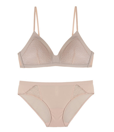 Bezšuvju mīksts kauss krūšturis meitenēm ar mežģīņu kausu, tievs, mazas krūtis, krūšturis un biksīšu komplekti bezvadu apakšveļa sieviešu apakšveļa SML