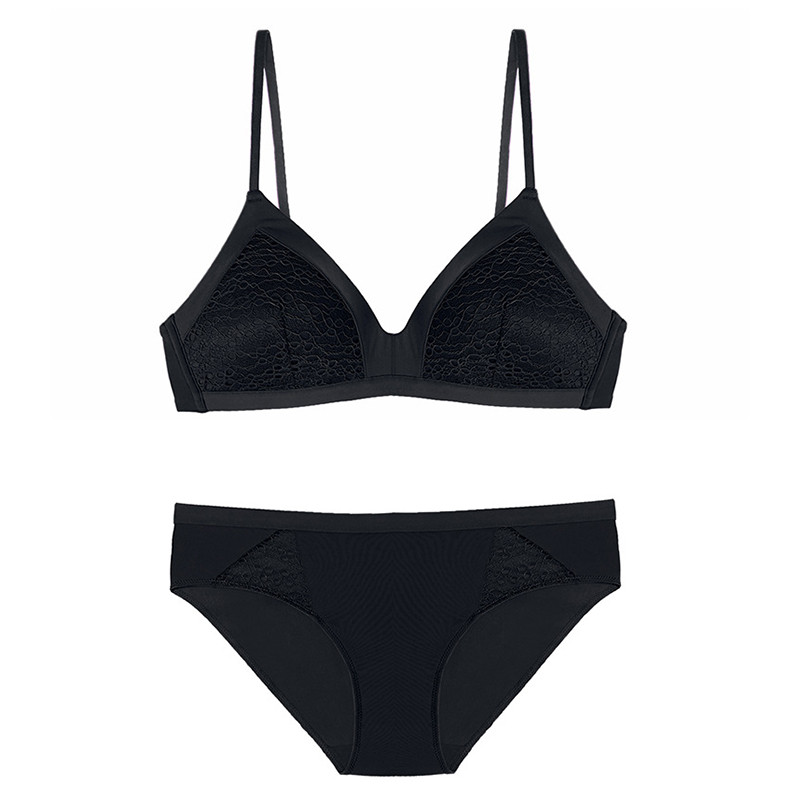 Bezšuvju mīksts kauss krūšturis meitenēm ar mežģīņu kausu, tievs, mazas krūtis, krūšturis un biksīšu komplekti bezvadu apakšveļa sieviešu apakšveļa SML