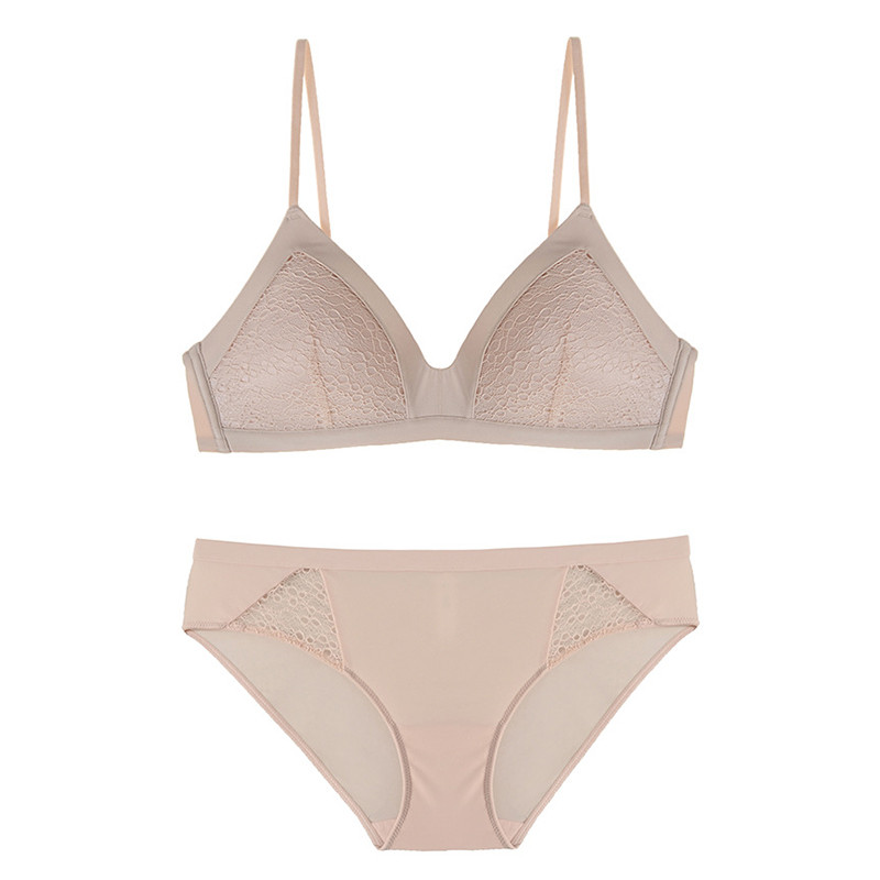 Bezšuvju mīksts kauss krūšturis meitenēm ar mežģīņu kausu, tievs, mazas krūtis, krūšturis un biksīšu komplekti bezvadu apakšveļa sieviešu apakšveļa SML