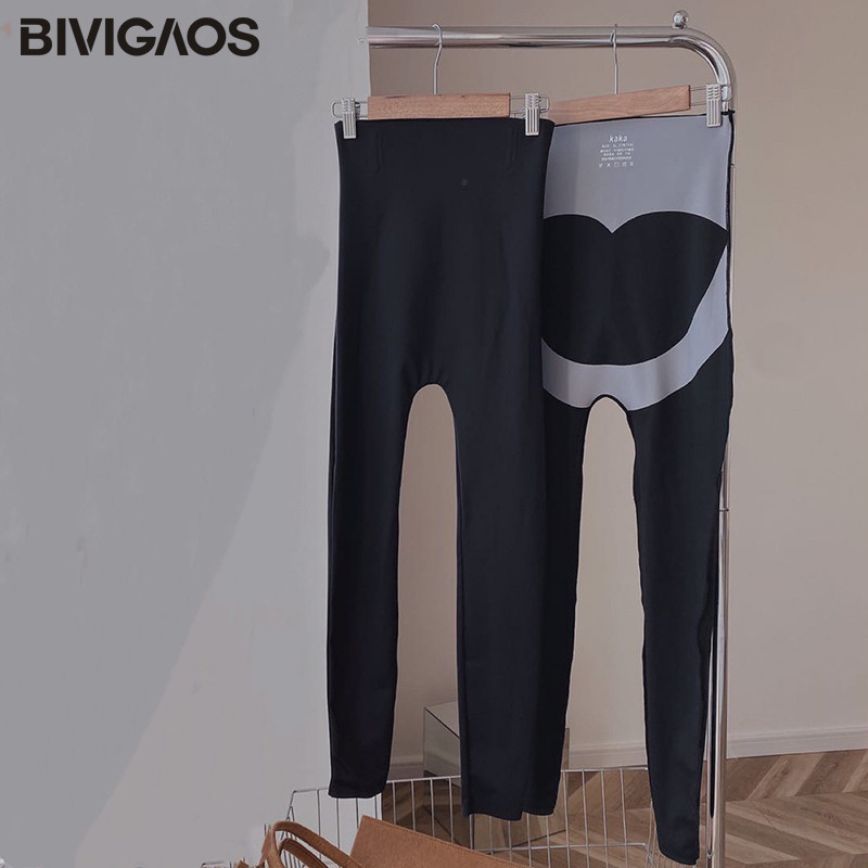 BIVIGAOS Black Ice Silk Leggings Női Body Shaper Magas Derék Slim Szexi Butt Emelő Leggings Shark Pants Sport Fitness Leggings