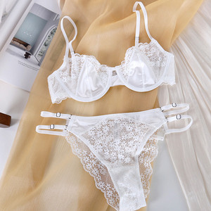 SML XL 4 culori ultrasubțire satin femeie lenjerie sexy dantelă scobiți chiloți mari dimensiuni dame intime push up lenjerie verde