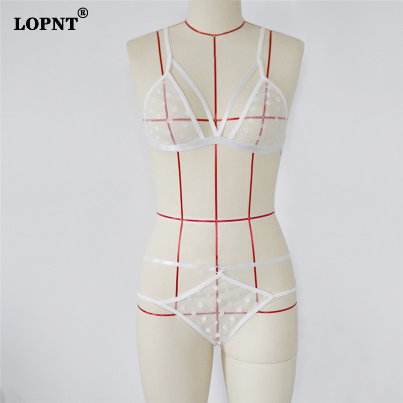LOPNT női szexi pont fehérnemű öltöny 2 részes női átlátszó, lélegző kényelmes alsónemű női cosplay szép szett