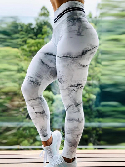 Nove ženske Push Up tajice s visokim strukom iz 2023. Seksi fitness tajice s modnim mramornim printom Jeggings joga hlače