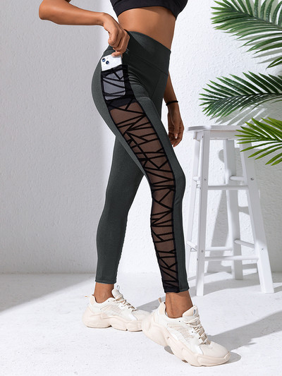 Fitneso antblauzdžiai Moteriškos Sexy Gym Moteriškos Sportinės Antblauzdžiai Sportinės Besiūlės Joga Y2k Tinklelio Push Up Antblauzdžiai Moteriškos kelnės aukštu juosmeniu