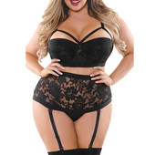 Sieviešu lielizmēra apakšveļas komplekts Dobs Intimates Korsetes Mežģīnes Caurspīdīgs guļamveļas Komplekts Strappy Apakšveļa Sieviešu apakšveļa