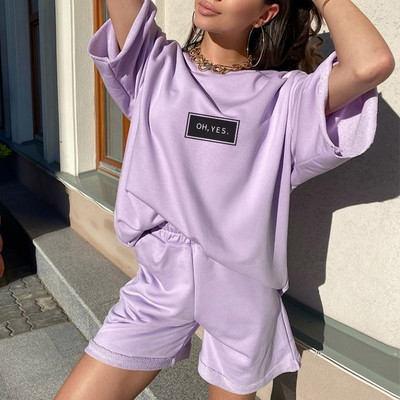 Ženska trenirka s printom slova Sportska odjeća Ženska majica kratkih rukava Kompleti trenirki Ženska ljetna, ležerna odijela s kratkim hlačama 2022.