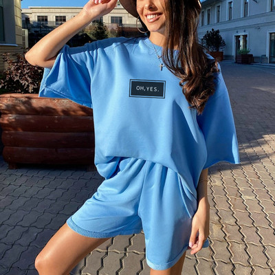 Ženska trenirka s printom slova Sportska odjeća Ženska majica kratkih rukava Kompleti trenirki Ženska ljetna, ležerna odijela s kratkim hlačama 2022.