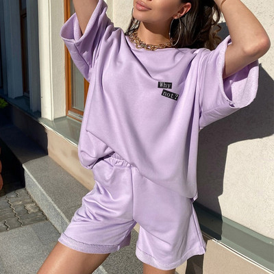 Ženska trenirka s printom slova Sportska odjeća Ženska majica kratkih rukava Kompleti trenirki Ženska ljetna, ležerna odijela s kratkim hlačama 2022.