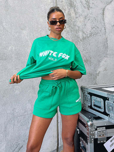 Apdrukāti burti Retro sieviešu īsās bikses Vasaras dāmu eleganti savilkšanas aukliņi, vienkrāsaini T-krekli puloveri, estētiski 2 dab. lielizmēra tērpi