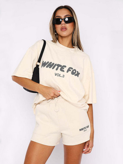 Apdrukāti burti Retro sieviešu īsās bikses Vasaras dāmu eleganti savilkšanas aukliņi, vienkrāsaini T-krekli puloveri, estētiski 2 dab. lielizmēra tērpi