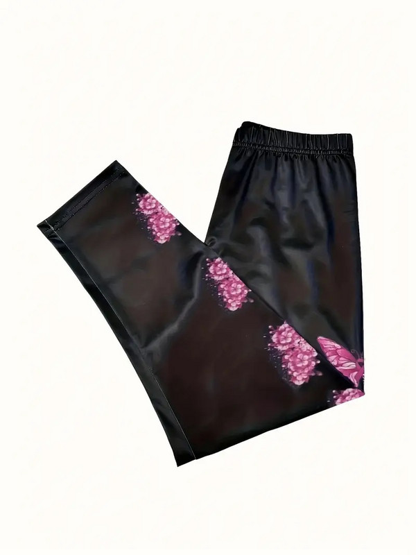 Uske, rastezljive, rastezljive, ležerne tajice uskog struka s printom leptira za žene