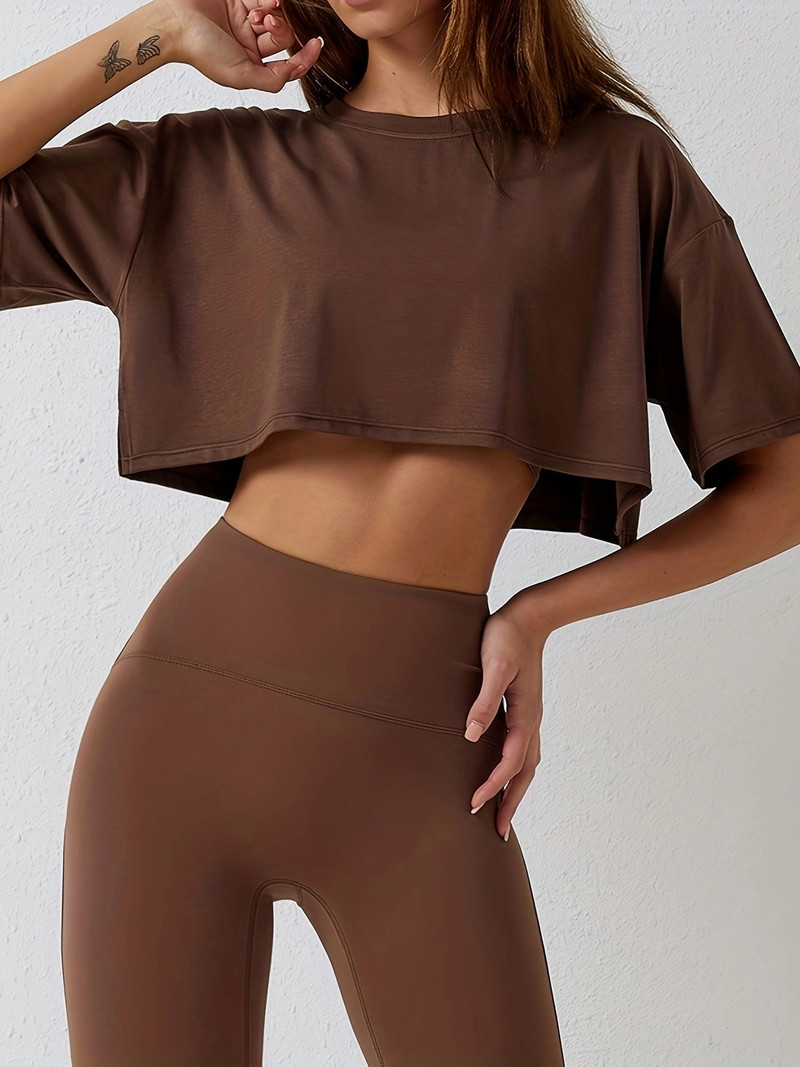 2024 szabadtéri futó rövid ujjú női alkalmi fitnesz kabát bő szabású sportpóló Női ruházat női felsők