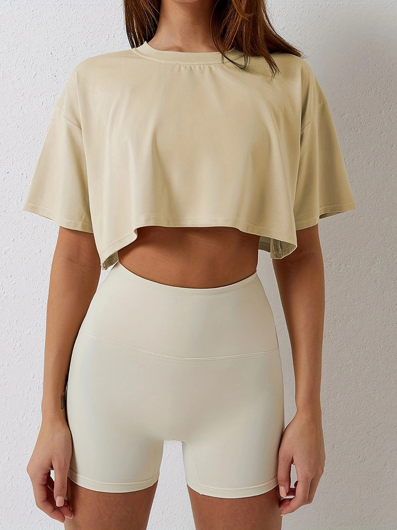 2024 szabadtéri futó rövid ujjú női alkalmi fitnesz kabát bő szabású sportpóló Női ruházat női felsők