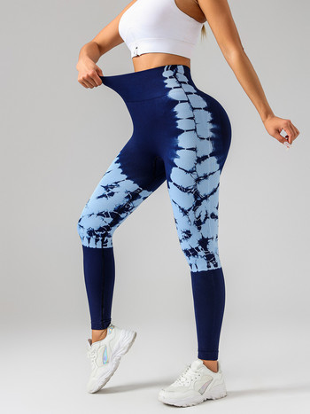 Γυναικεία Αθλητικά Κολάν χωρίς ραφές Tie Dye Κολάν ψηλής μέσης Push Up Γυναικεία προπόνηση γυμναστικής Fitness Yoga Slim παντελόνι