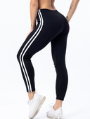 Ženske prugaste tajice s printom Seksi tajice za vježbanje Push Up Jeggings Crne visoko rastezljive hlače za fitness u struku