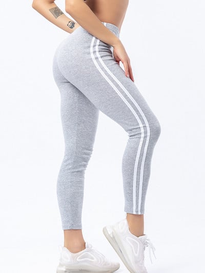 Ženske prugaste tajice s printom Seksi tajice za vježbanje Push Up Jeggings Crne visoko rastezljive hlače za fitness u struku