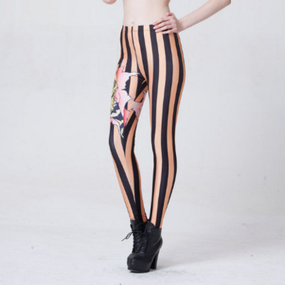 Jambiere cu dungi pentru femei Leggings subțiri și slabi Alb Negru Roșu Trandafir auriu în dungi Primăvară vară Pantaloni elastici pentru alergare pentru gimnastică Pantaloni