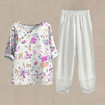 Női nadrág Alkalmi női tréningruha Női ruhák Téli Őszi 3D virágmintás pulóver 2 részes szettek Női felsők Nyár