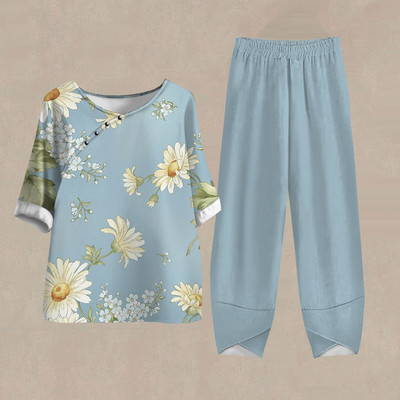 Női nadrág Alkalmi női tréningruha Női ruhák Téli Őszi 3D virágmintás pulóver 2 részes szettek Női felsők Nyár