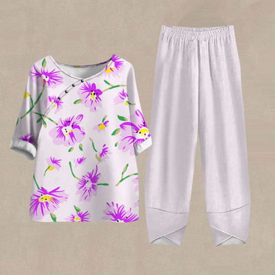 Női nadrág Alkalmi női tréningruha Női ruhák Téli Őszi 3D virágmintás pulóver 2 részes szettek Női felsők Nyár