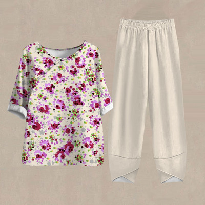 Női nadrág Alkalmi női tréningruha Női ruhák Téli Őszi 3D virágmintás pulóver 2 részes szettek Női felsők Nyár