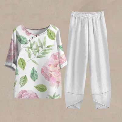 Női nadrág Alkalmi női tréningruha Női ruhák Téli Őszi 3D virágmintás pulóver 2 részes szettek Női felsők Nyár