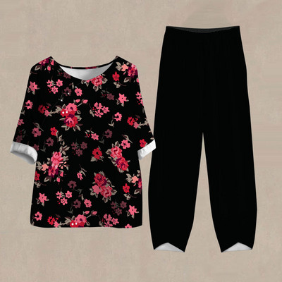 Női nadrág Alkalmi női tréningruha Női ruhák Téli Őszi 3D virágmintás pulóver 2 részes szettek Női felsők Nyár