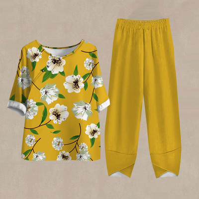 Női nadrág Alkalmi női tréningruha Női ruhák Téli Őszi 3D virágmintás pulóver 2 részes szettek Női felsők Nyár